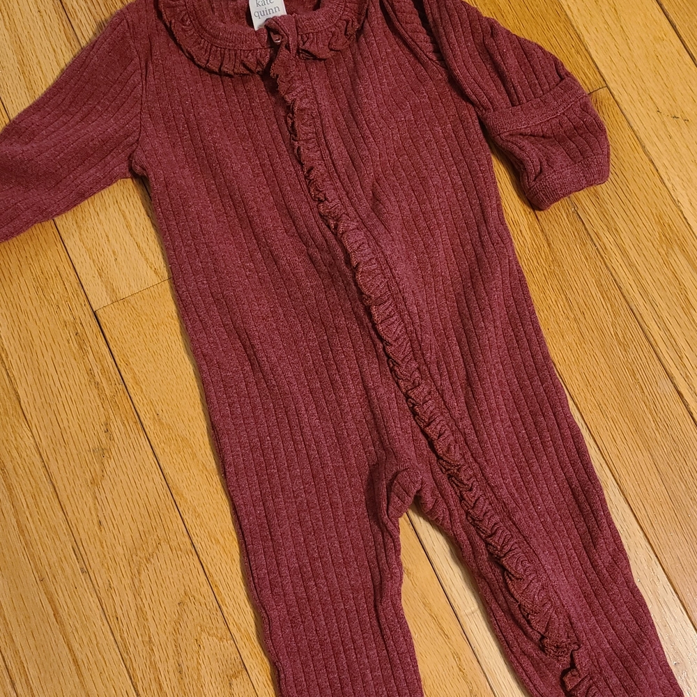 Ruffled Maroon Kids One Piece